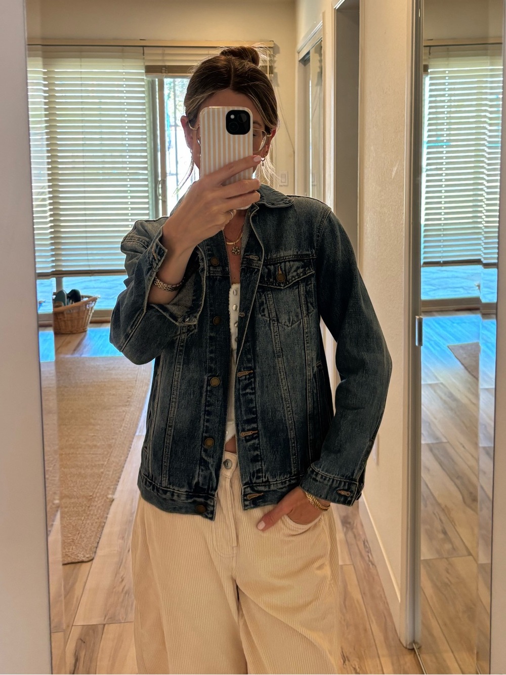 Women's Dark Wash Denim Jacket - Casual Jean Coat